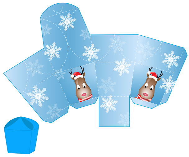 stilisierte Weihnachtsschachtel mit Weihnachtsmann-Rohling - Vektor, Bild