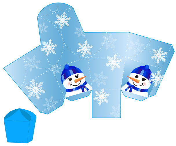 stylizované vánoční box s prázdnou šablonou sněhulák - Vektor, obrázek