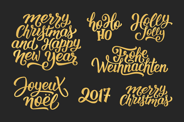 Natal e Ano Novo conjunto de letras vetoriais
 - Vetor, Imagem