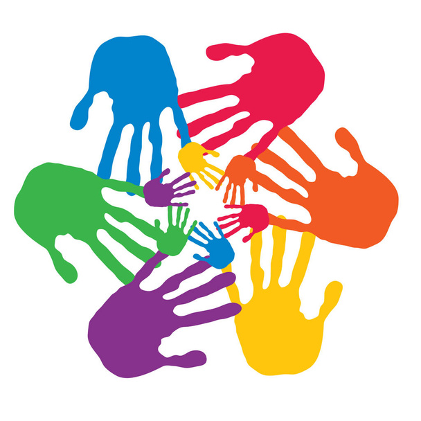 circle of colorful human hands - Photo, Image