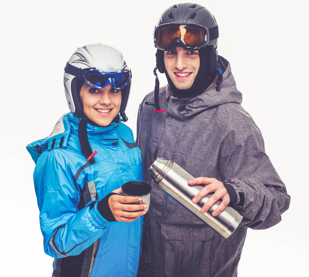 Deportes de invierno, pareja
 - Foto, Imagen