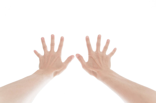 Mann Handzeichen isoliert auf weißem Hintergrund - Foto, Bild