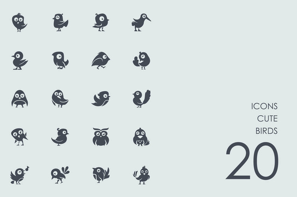 Set of cute birds icons - Vector, Image