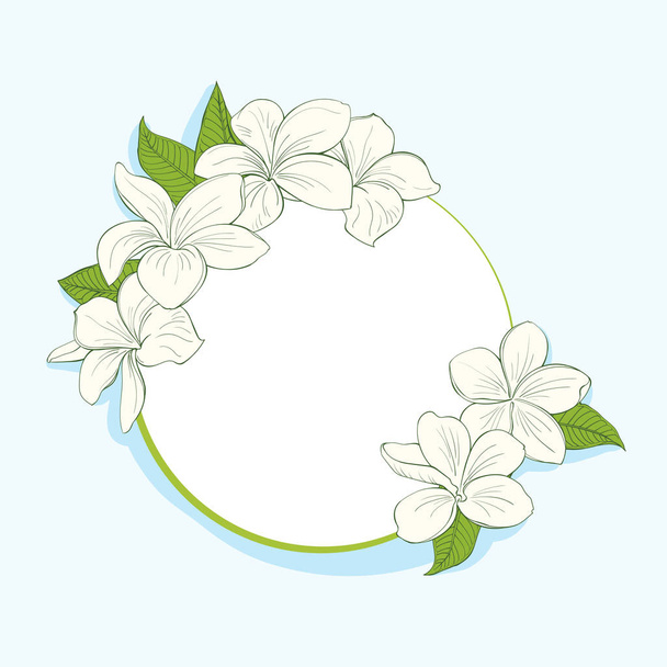 Circle frame with plumeria flowers - Vettoriali, immagini