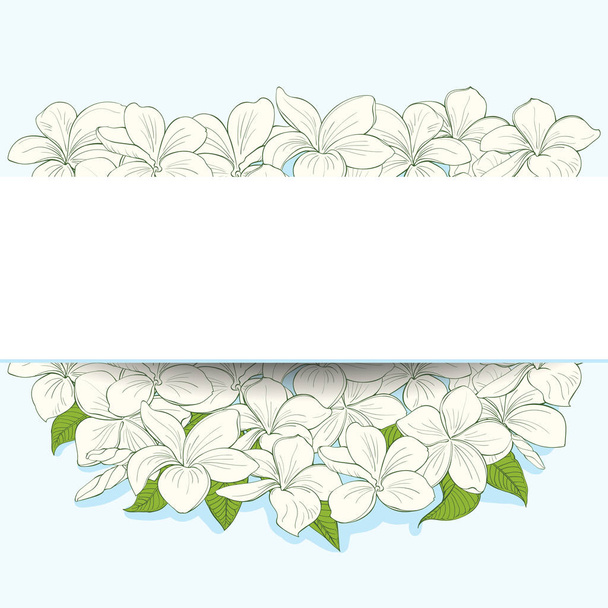 Invitation card with plumeria flowers - Vettoriali, immagini