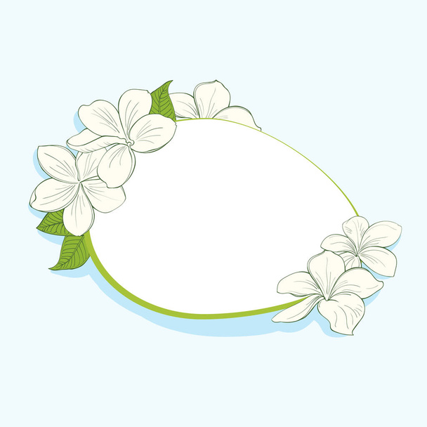 Oval frame with plumeria flowers - Διάνυσμα, εικόνα