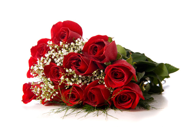 Boquet or red roses on white - Valokuva, kuva
