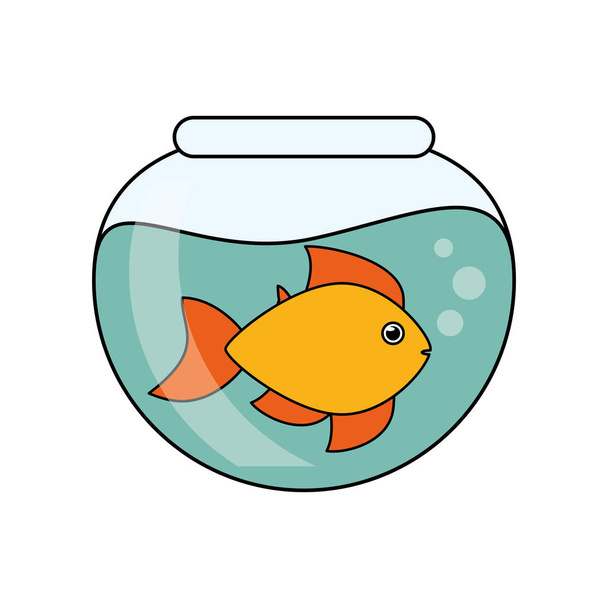 Fisch Tier Karikatur inisde Schüssel Design - Vektor, Bild