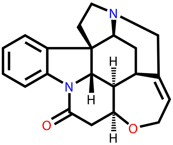 Strychnin, ein hochgiftiges Alkaloid, das Muskelkrämpfe löst - Vektor, Bild