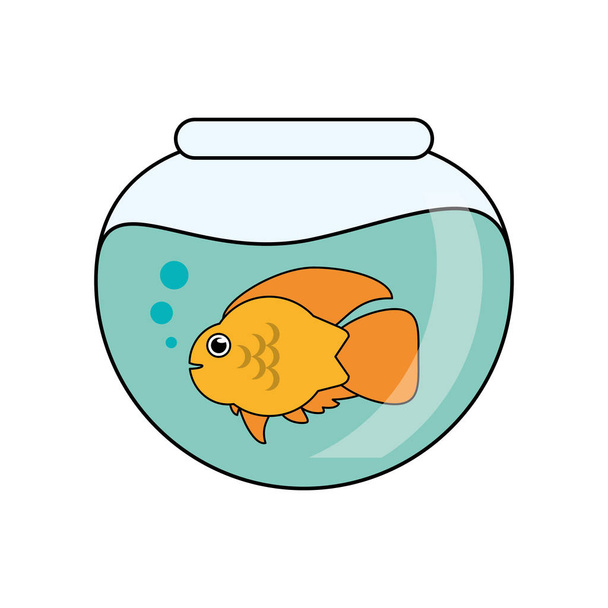 Карикатура на рыб внутри аквариума
 - Вектор,изображение