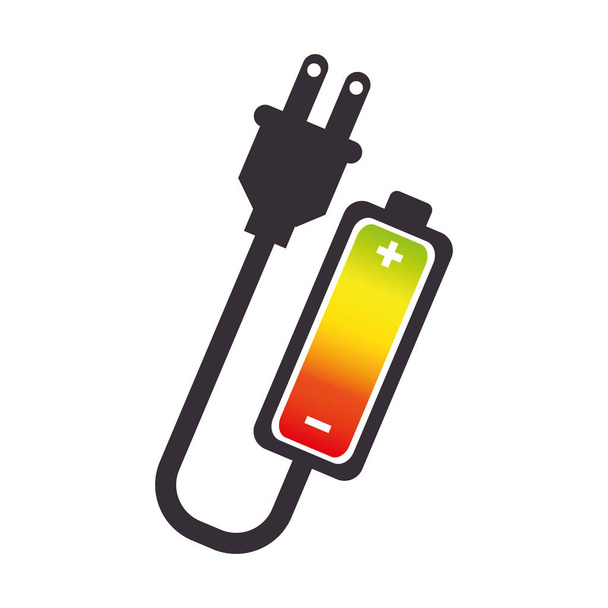 battery level with wire isolated icon - Vector, Image