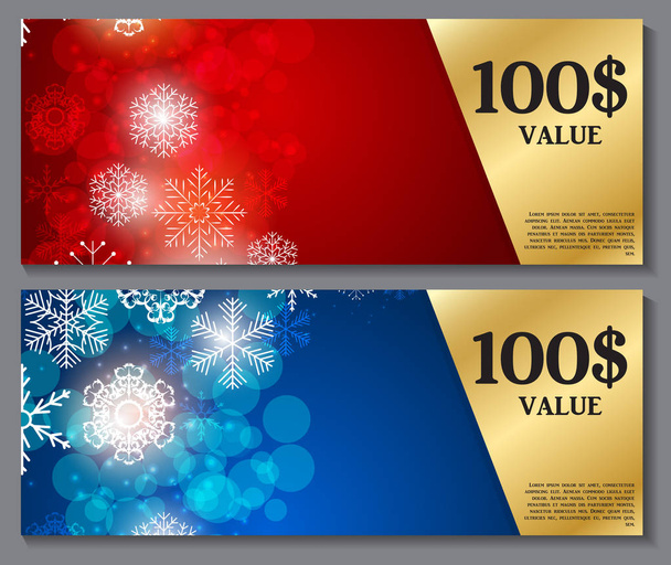 Gift Voucher Template for Christmas and New Year Discount Coupon - Vector, Image