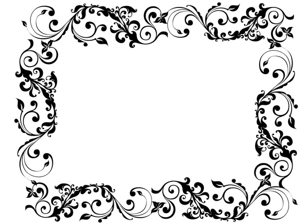 Black floral and swirly picture frame - Photo, Image