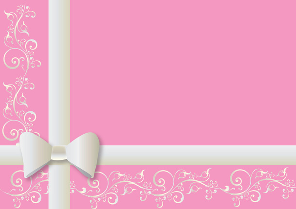 Background for gift card or mail with white bow and swirls - Foto, Imagen