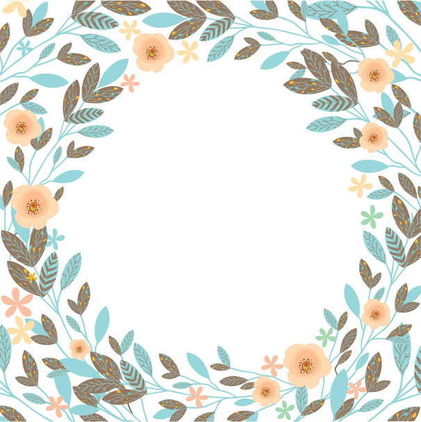 blue floral wreath - ベクター画像