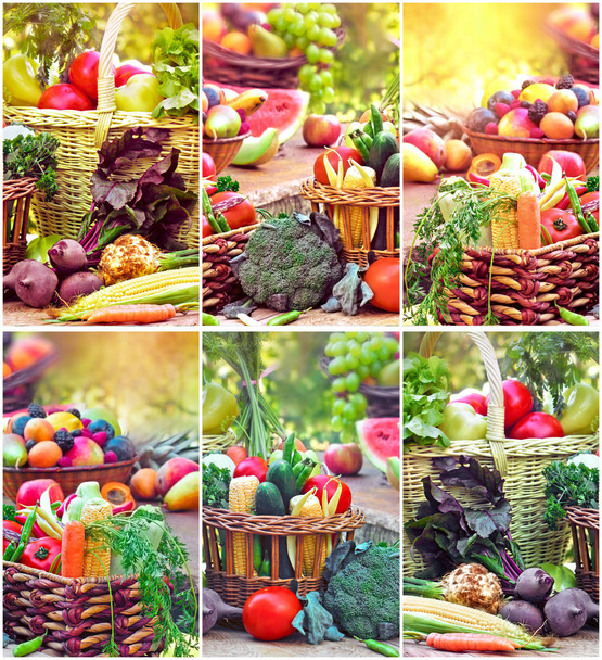 Sağlıklı gıda - taze organik meyve ve sebze - Fotoğraf, Görsel