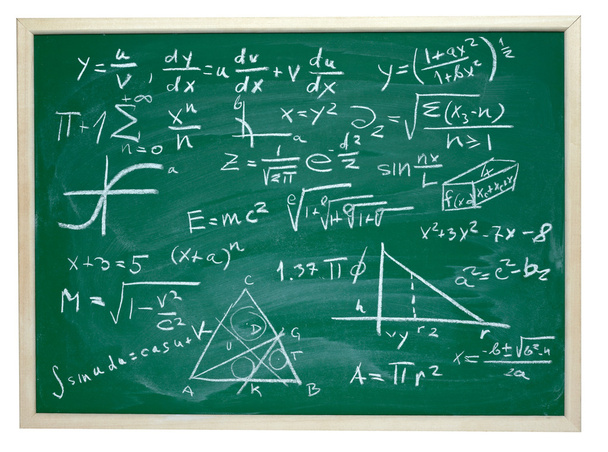学校の黒板教育数学の数式 - 写真・画像