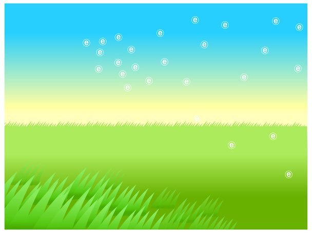 Paisaje verde con cielo azul
 - Vector, Imagen