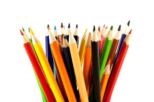 many colored pencils in vertical position - Photo, Image