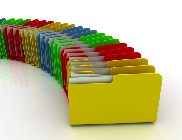 3d colorfull folders, on white background - Fotoğraf, Görsel