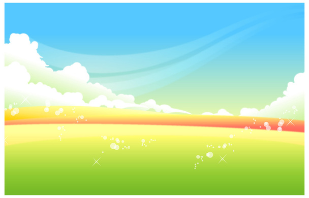 Zöld táj kék égbolttal - Vektor, kép