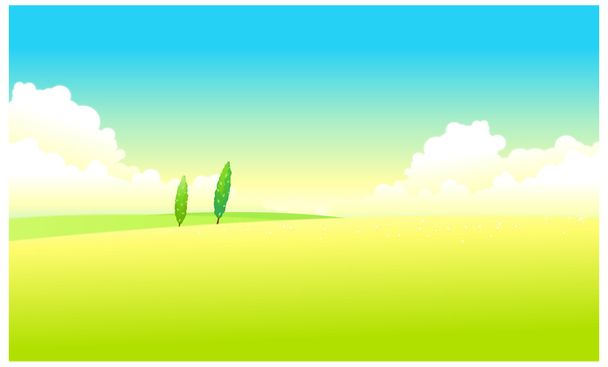 Green Landscape With Blue Sky - Vector, Image