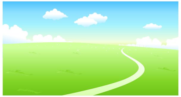 Кривая дорожка над зеленым ландшафтом
 - Вектор,изображение