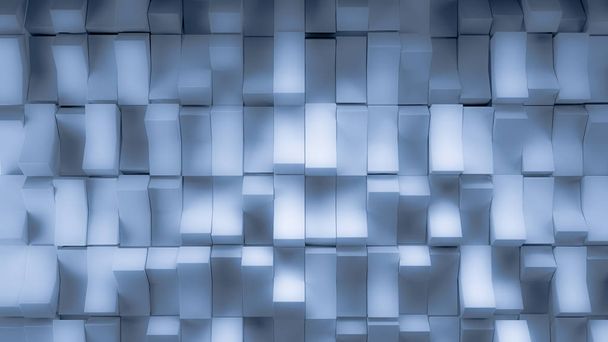 zarter weißer Hintergrund mit blauen dreidimensionalen Formen,  - Foto, Bild