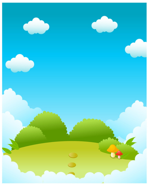 Green landscape and blue sky - Vector, Image