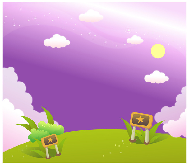 Ég és hirdetőtáblák a zöld tájon - Vektor, kép