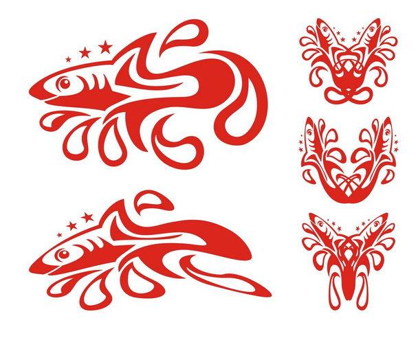 滴と部族の赤鮫シンボル - ベクター画像