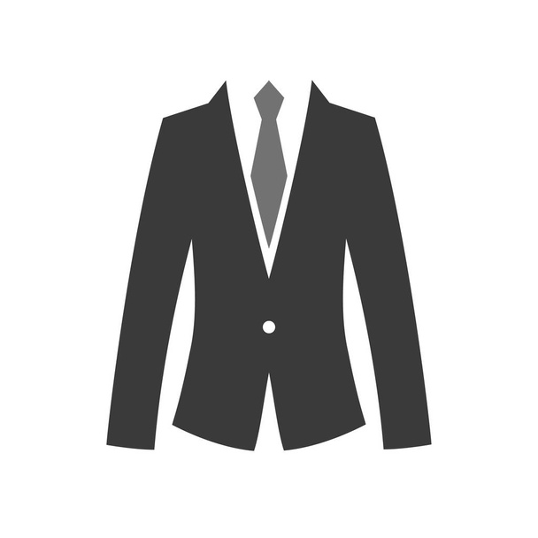 Flat suit and tie icon for web. Simple gentlemen silhouette isolated on white background. Business symbol man in gray office costume. Boss well looking fashion work style. - Διάνυσμα, εικόνα