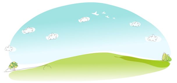 Зеленая гора и небо
 - Вектор,изображение
