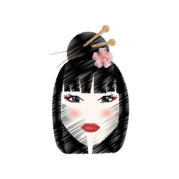 Prachtige geisha gezicht - Vector, afbeelding