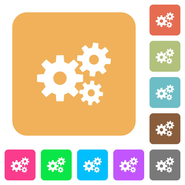 Gears rounded square flat icons - Vector, Image