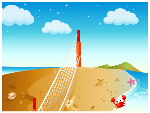 Verkko rannalla ja simpukka
 - Vektori, kuva