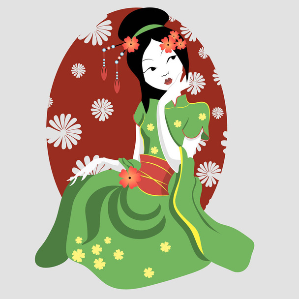 New geisha in a kimono. - Vector, afbeelding