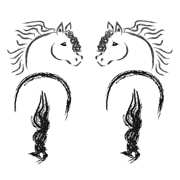 Pferde auf weißem Hintergrund - Vektor, Bild