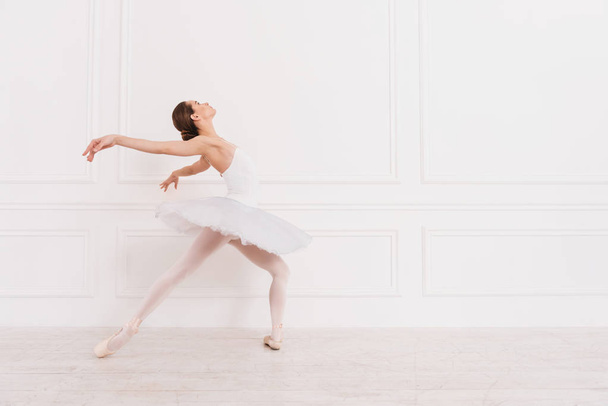 Flexible ballerina standing in semi position - 写真・画像