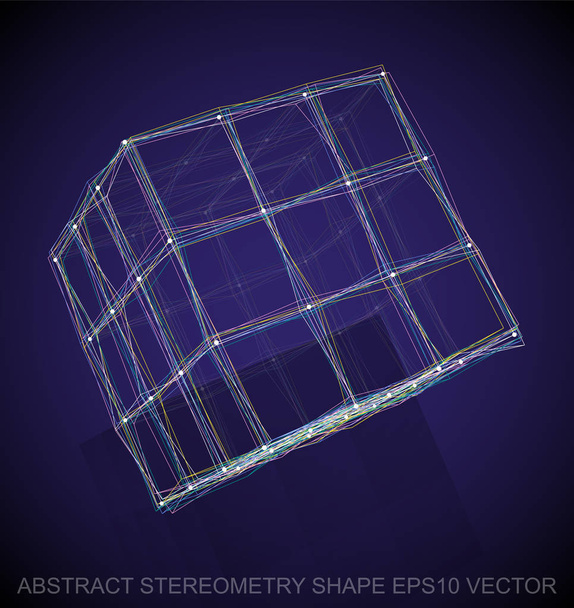 Abstract geometry shape: Multicolor sketched Cube. Hand drawn 3D polygonal Cube. EPS 10, vector. - ベクター画像