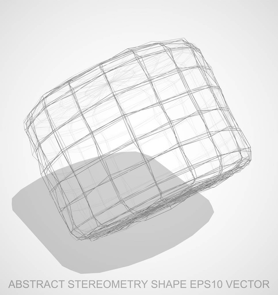 Abstract stereometry shape: Pencil sketched Cylinder. Hand drawn 3D polygonal Cylinder. EPS 10, vector. - ベクター画像
