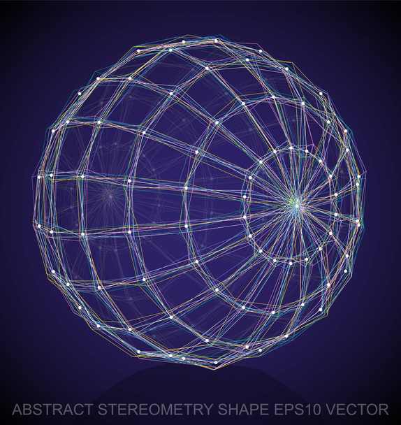 Abstract geometry shape: Multicolor sketched Sphere. Hand drawn 3D polygonal Sphere. EPS 10, vector. - Vector, afbeelding