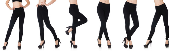 Fekete leggings szépség divat koncepció elszigetelt fehér - Fotó, kép