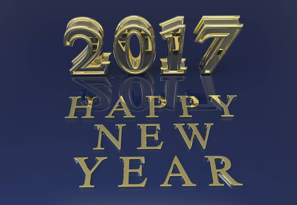 Gelukkig nieuw jaar 2017 goud met gekleurde achtergrond 3d illustratie - Foto, afbeelding