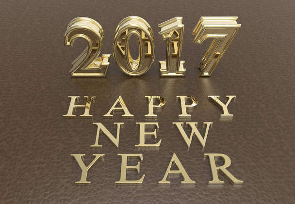 happy new year 2017 gold with colored background 3d illustration - Photo, Image