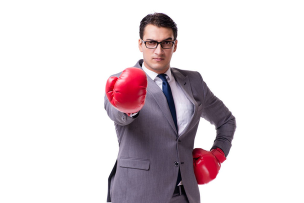 Biznesmen boks izolowany na białym tle - Zdjęcie, obraz