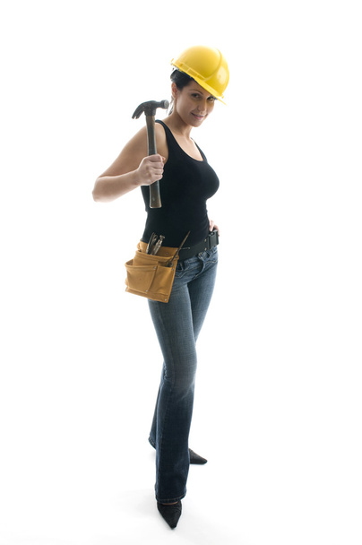 aika seksikäs nainen nuori rakennusalan työntekijä
 - Valokuva, kuva