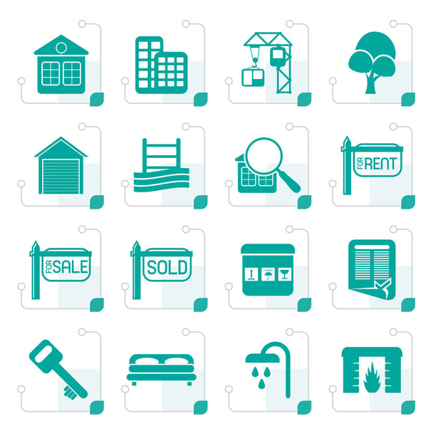 Stylized Simple Real Estate Icons  - Vector, imagen