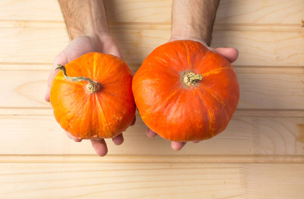 Male hands holding pumpkins - Photo, Image