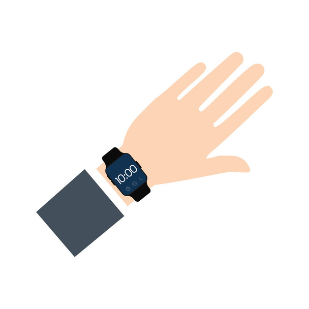 hand with smart watch wearable technology - Vector, Image
